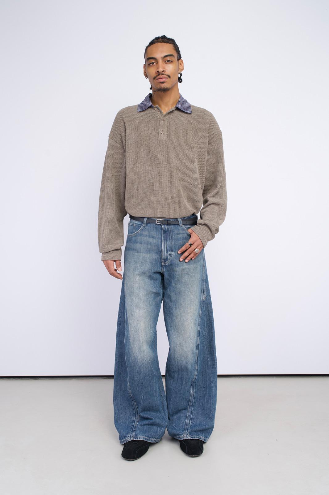 Checked Collar Knit Polo