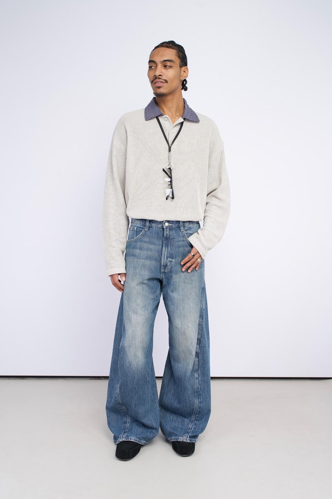 Checked Collar Knit Polo