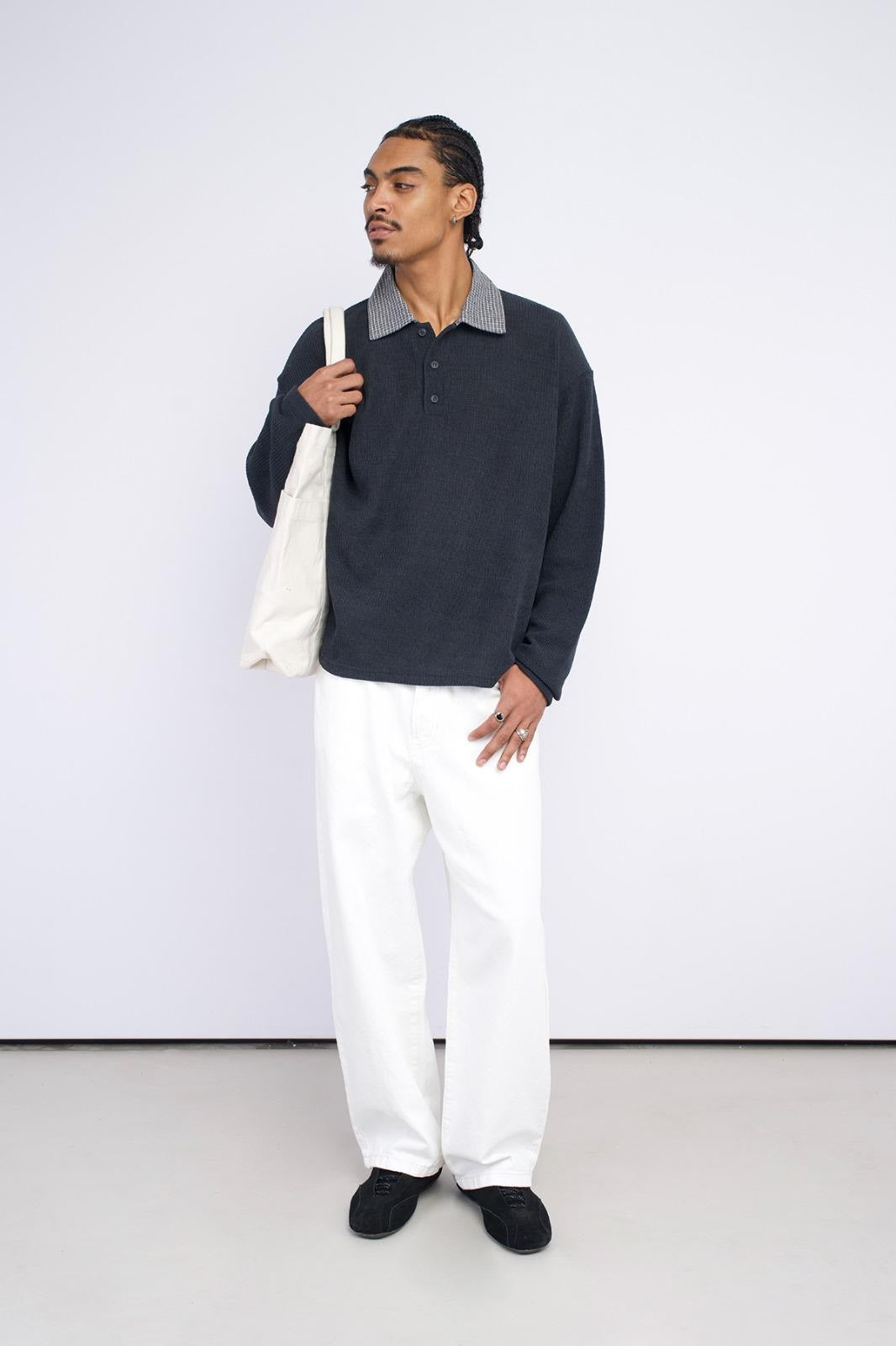 Checked Collar Knit Polo